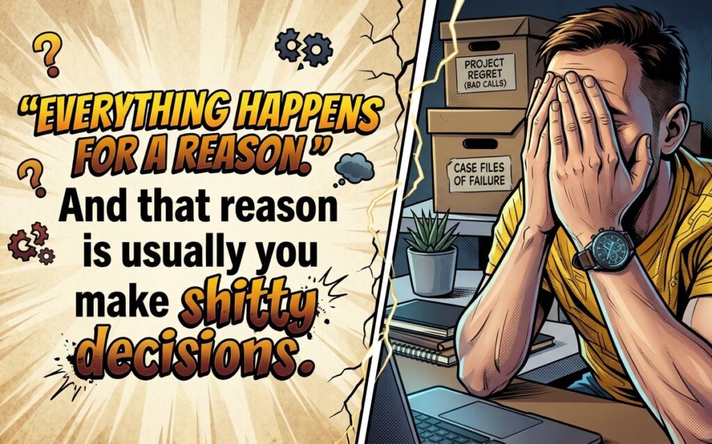 Everything happens for a reason. Reason = bad decisions.
